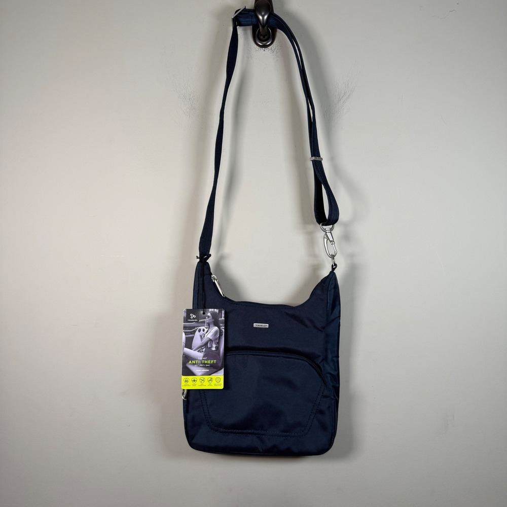 Travelon Midnight Blue 5 Point Anti-Theft Security Crossbody Bag Travel - Picture 3 of 11